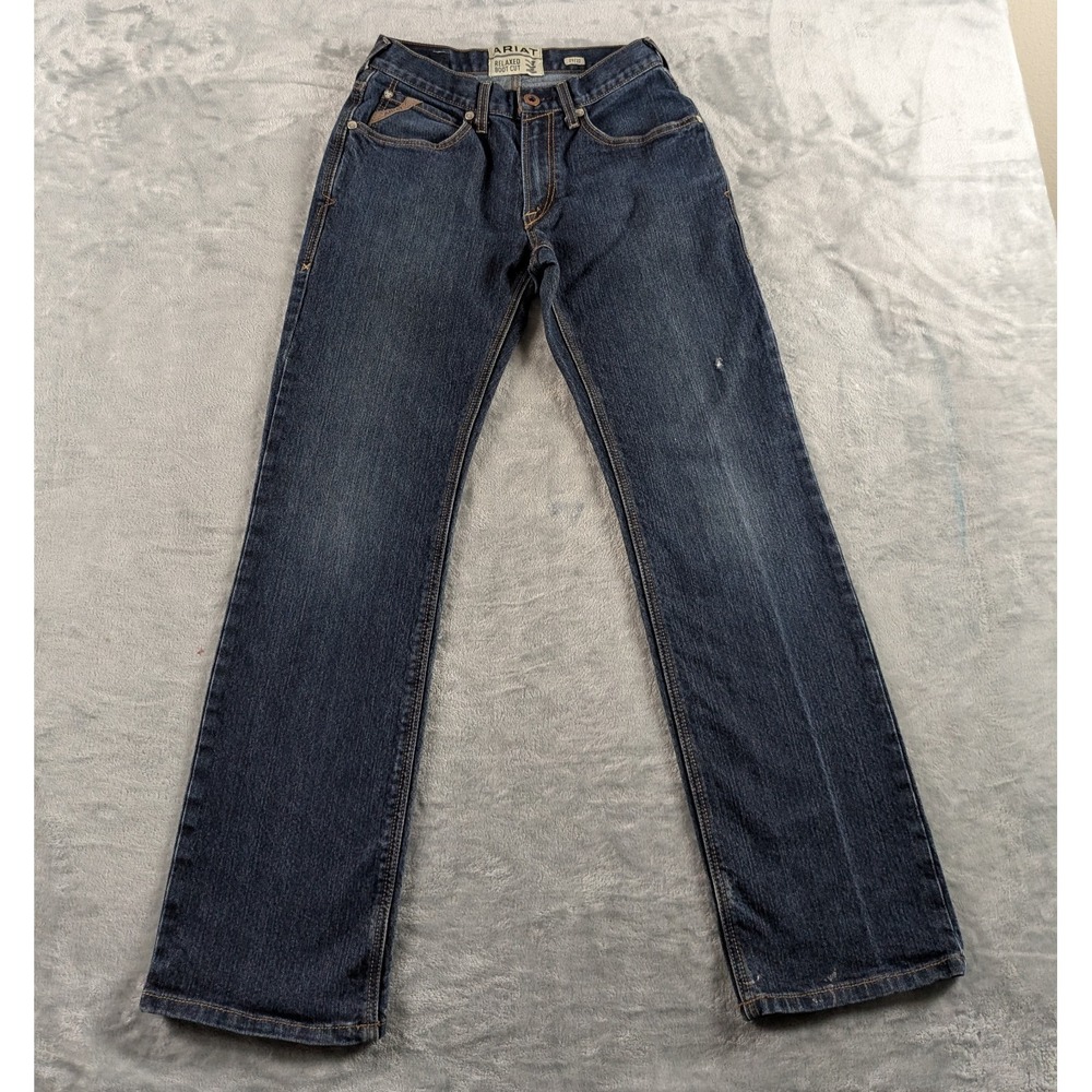 Ariat Jeans Mens 29x32 Blue M4 Relaxed Bootcut Stretch Dark Wash Workwear